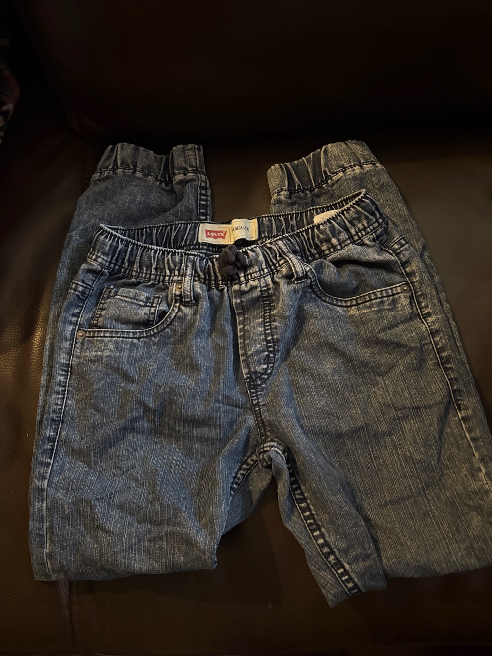 Levi's Boys Blue Elastic-Waist Denim Jogger Pants - Medium Wash